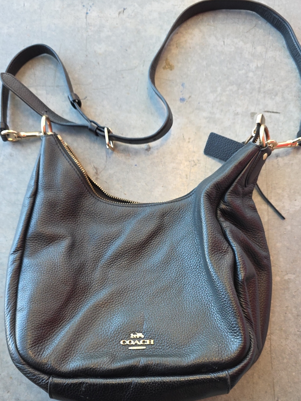 Coach Black Pebbled Leather Shoulder Bag with Gold Hardware